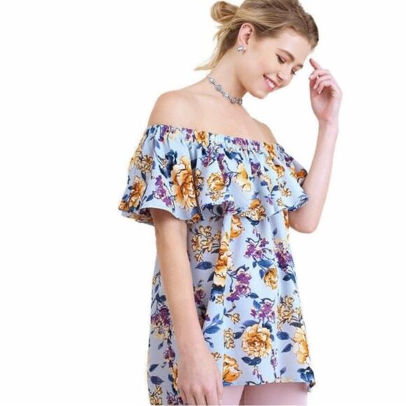 Umgee Tops - UMGEE Off The Shoulder Floral Print Top - Size Medium